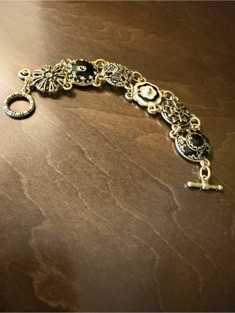 Vintage St. John Button Link Toggle Bracelet